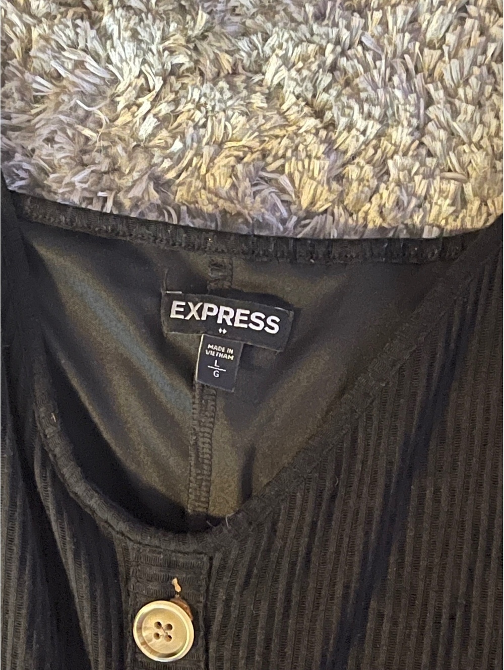 Express Black Ribbed Button-Front Dress - Picture 3 of 3